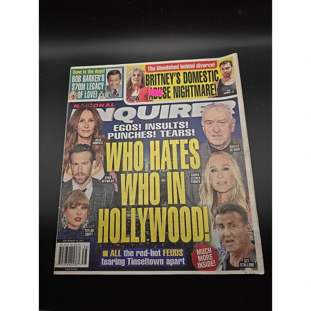National Enquirer Hollywood Haters Britney Spears Bob Barker Kevin Costner 2023‎